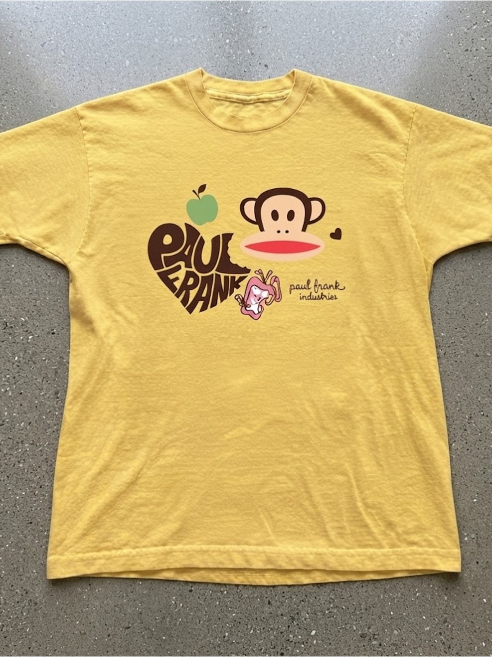 Paul Frank Graphic Gildan T-Shirt Yellow Cotton Casual Crewneck